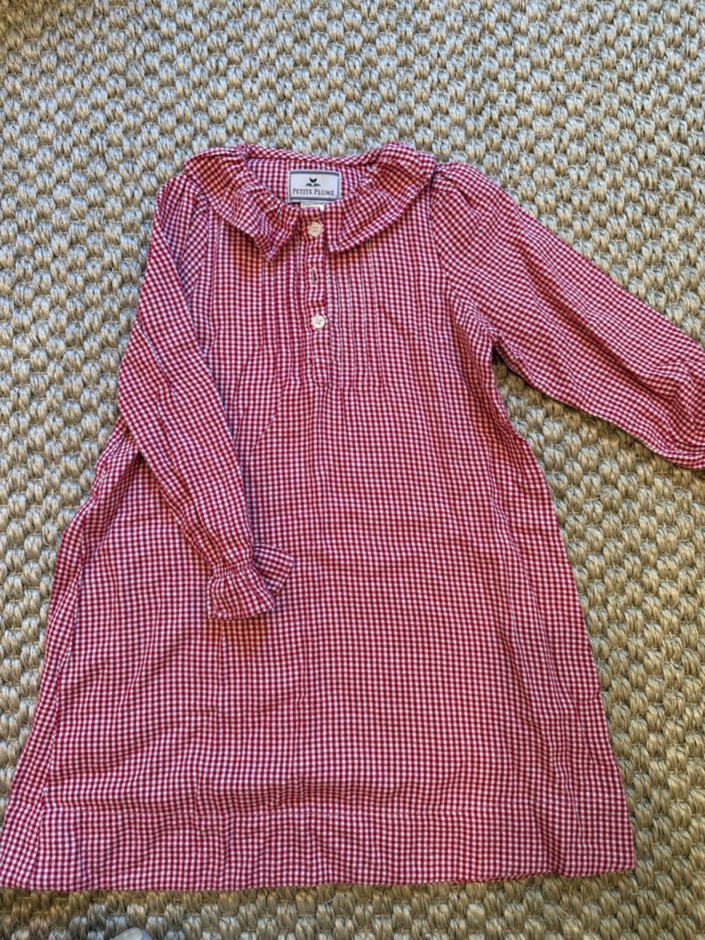 Petit Pliume Red Gingham Long Sleeve Dress